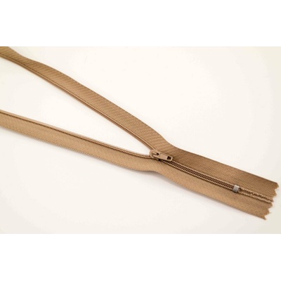Nedeliteľný jemný plastový špirálový zips (veľkosť číslo 3) rôzne farby - dĺžka 12 cm - 60 cm 22 cm Kávová