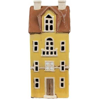 Žlutý keramický domeček na čajovou svíčku Houthem XXVIX – 11x9x25 cm