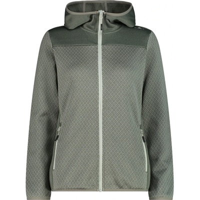 CMP Дамско поларено яке CMP Women's Jacquard Knit Jacket Fix Hood Fleece jacket - Avocado / Pistacchio - размер 44 (EU) (105-7197-0116)