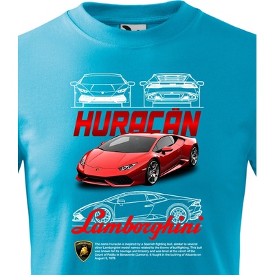 Dětské tričko Lamborghini Huracan 2 Světlá tyrkysováCanvas Dětské tričko Bezvatriko.cz 3128