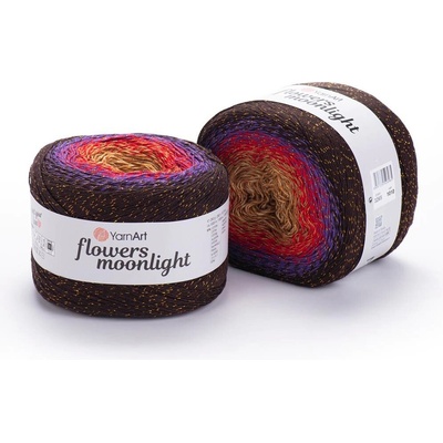Yarn Art Příze Flowers Moonlight 3265 hnědá, červená, fialová, tmavě hnědá
