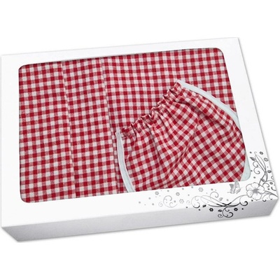 Povlečení Plus Dárkové set do kuchyně Malá kostička červenobílá - zástěra + chňapka + utěrka