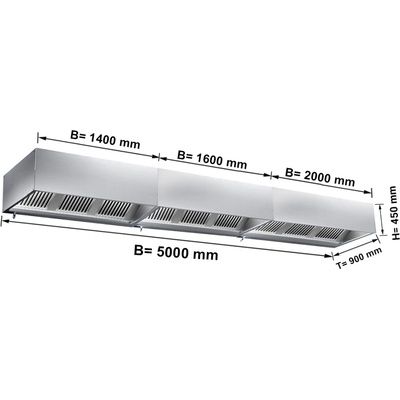 G.Gastro Digestoř 5,0 m - s filtrem & svítidlem - D9782668