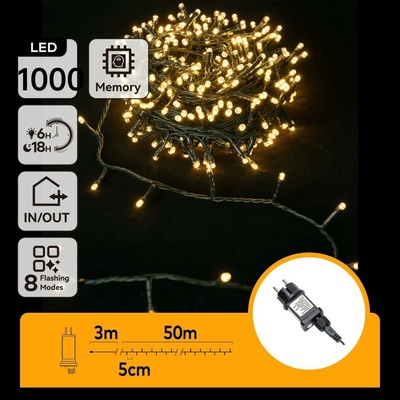 Aigostar B.V. Aigostar LED Venkovní vánoční řetěz 1000xLED 8 funkcí 53m IP44 teplá bílá AI1395