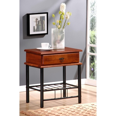 Нощно шкафче Pisa тъмен орех и черно