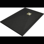Mexen Stone+ правоъгълен композитен душ корито 100 x 90 см, черен, златен капак (44709010-G)