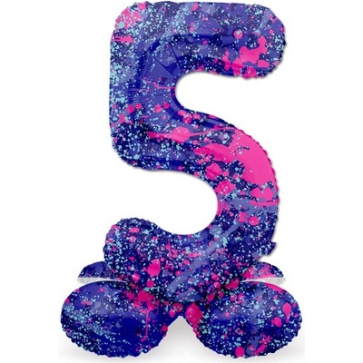 Folat Balónek fóliový číslo 5 samostojné Barevné skvrny 41 cm