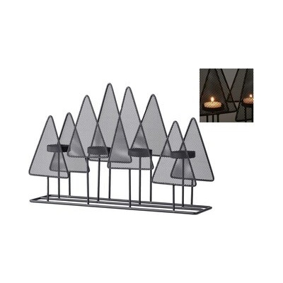 Svícen kov 380x90x250mm adv. stromek na 4 ks čaj. svíček, černá