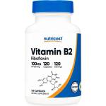 Nutricost Клетъчна енергия и тонус - Витамин В2 (рибофлавин), 100 mg х 120 капсули (00886 (220101) NC)