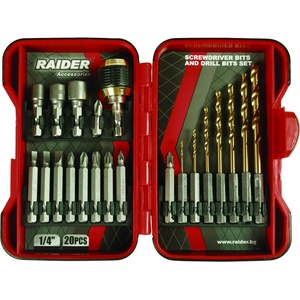 Raider Накрайници и свредла 1/4" 20 бр. К-т raider (157797) - topmall