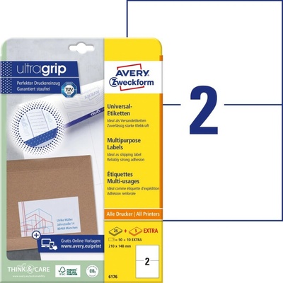 Avery Zweckform 6176 Samolepící etikety 210x148mm 60 ks bílá
