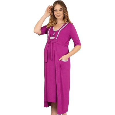 Нощница с халат за бременни и кърмачки в лилаво