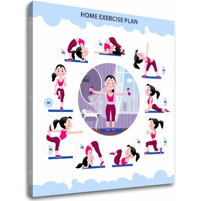 Motivačný obraz na stenu Home exercise plan - 40x40 cm