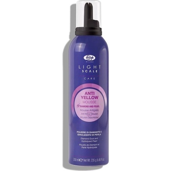 Lisap Milano Антижълта виолетова пяна с диамантен прах и хидролизирани перли за руси, изсветлени и посивели коси Lisap Light Scale