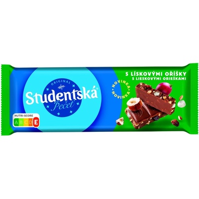 Orion Studentská pečeť Mléčná s kousky lískových oříšků s rozinkami a želé 90 g