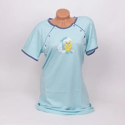 Нощница за кърмещи в тюркоазен цвят и жълто пиленце