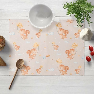 Biante bavlna prostírání Sandra SA-525 Veverky s květinami na šedobéžovém 35x45cm