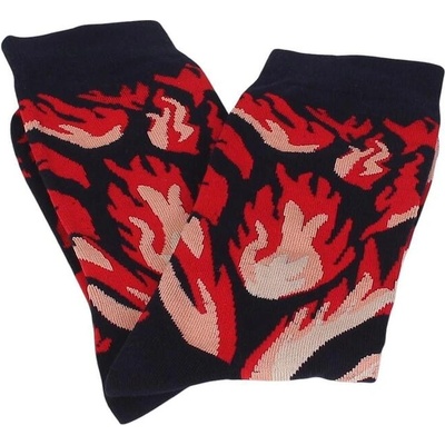 Мъжки черни чорапи с червен принт