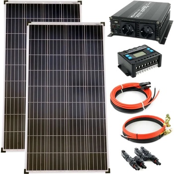 Image 1 of Solartronic Пълен комплект 2x130W поликристални соларни панели, 1000 W инвертор, 20A контролер за соларна система (SET260POLY-WM)