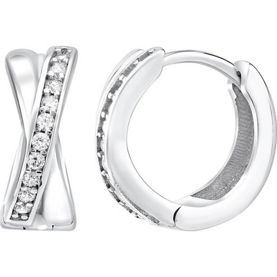 SILVEGO strieborné kruhové náušnice Audrey so zirkónmi QR440