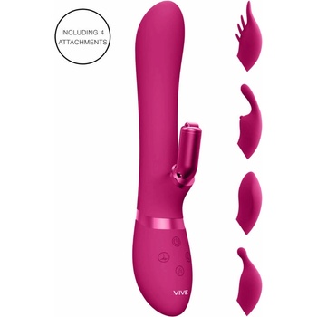 Vive Chou battery-powered waterproof clitoral vibrator with replaceable heads pink