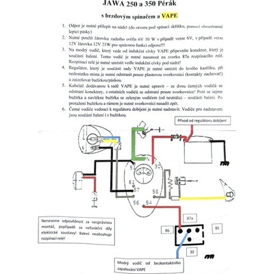 CZ Elektroinstalace (VAPE) - JAWA 250/350 Pérák (s brzdovým spínačem)