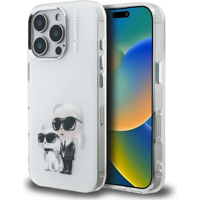 KARL LAGERFELD Кейс Karl Lagerfeld IML Aquarelle с лого и фигурка Karl & Choupette за iPhone 16 Pro Max - бял (3666339464950)