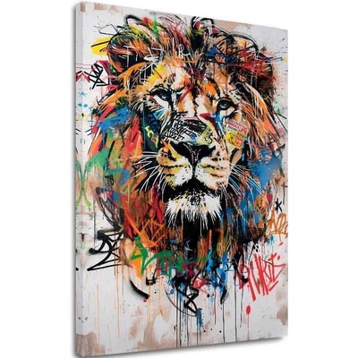 Obraz Graffiti Lion | Talianske plátno - 100x150 cm