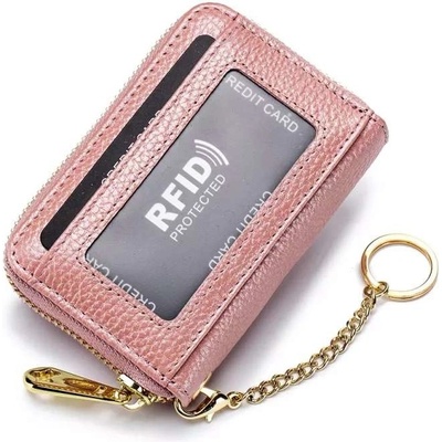 Kožená peněženka s RFID ochranou růžová