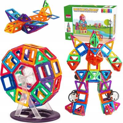 mamido Magnetické 3D stavebnice Farebné podsvietené kocky pre deti 76ks ZA5239