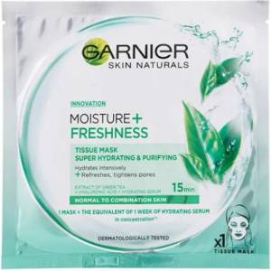 Garnier Moisutre + Freshness Хидратираща и освежаваща памучна маска за лице за нормална/комбинирана кожа