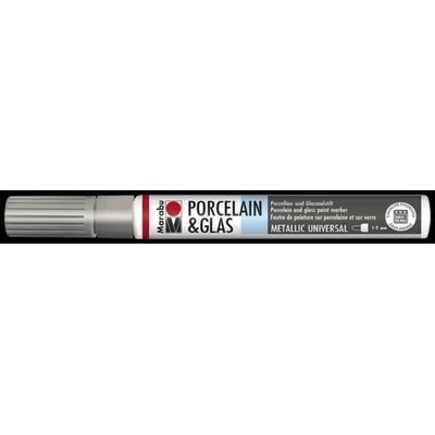 Marabu Popisovač na sklo/porcelán 1-2 mm - stříbrný