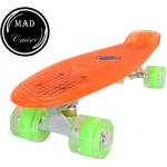 Sportmann Оранжев скейтборд Penny Mad Cruiser Full с LED светлини и колела ABEC 7