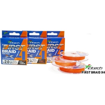 Intech First Šnúra Braided Line Braid X4 Orange 150m 0,128mm 4,54kg