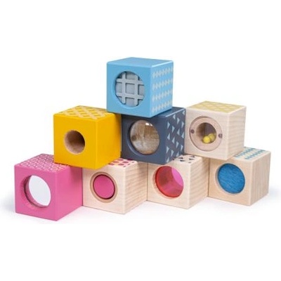 Bigjigs Toys - Дървени сензорни кубчета (34045)