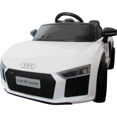 R-Sport Elektrické autíčko Audi R8 Eva kolesá vstup MP3 USB SD DO 2.4 Gh kožené sedadlo biela