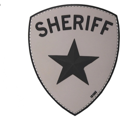 Gumená nášivka 101 Inc znak Sheriff - sivá