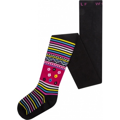 Wolf dívčí punčocháče P2315 černé s kytičkami – Zboží Dáma