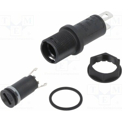 SCHURTER 3101.0120 Zásuvka; 5x20mm; 10A; 250VAC; FPG2; na panel; černá; UL94V-0; IP67