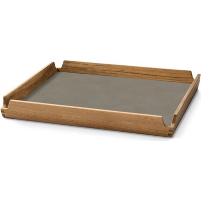 LIND Servírovací podnos AIRY NUPO 30x30 cm lněná hnědá kůže dřevo