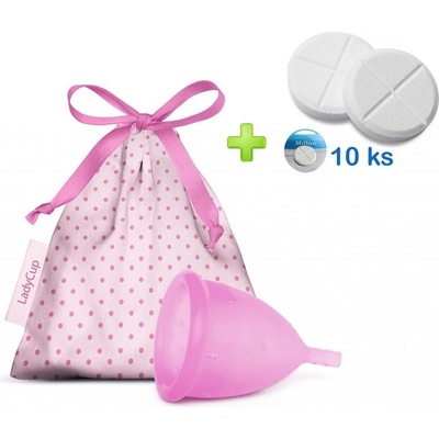 LadyCup menstruační kalíšek Růžový S + tablety 10 ks – Zboží Dáma