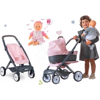 Smoby Powder Pink 3in1 Maxi Cosi & Quinny a bábika Corolle so zvukmi a pesničkami