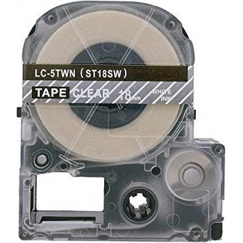 Compatible Epson LC-ST18SW, 18mm x 8m, бял печат / прозрачен субстрат, съвместима лента (LCST18SW)
