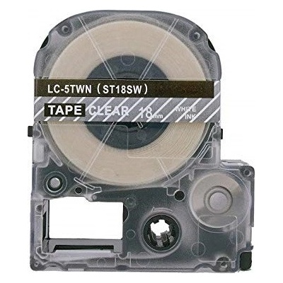Compatible Epson LC-4TWN, ST18SW, 18mm x 8m, бял печат / прозрачен фон, съвместима лента (LCST18SW)