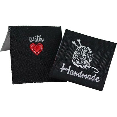Pro Háčkování Látková cedulka Handmade černá s klubíčkem