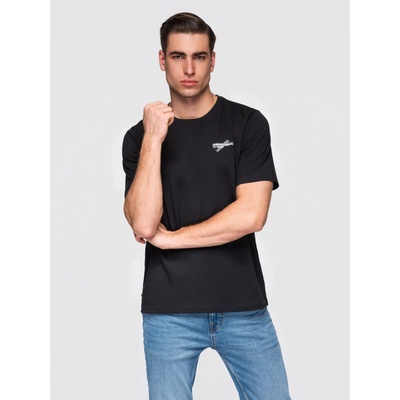 Ombre Clothing Мъжка тениска с малък принт на гръдта - черна V2 OM-TSPT-0258 Ombre Clothing Ombre Clothing | Cheren | МЪЖЕ | S