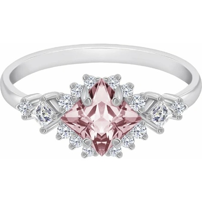 Eppi Zlatý prsten s princess morganitem a moissanity Medrie R41503