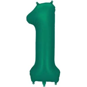 Party Deco Фолиев Балон - Цифра, 86 см, Тъмнозелено - 1 (fb1s-1-012b)