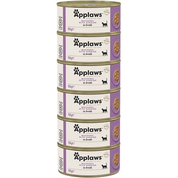 Applaws Консерва за котки с скумрия и сардини в бульон 6 x 156 г
