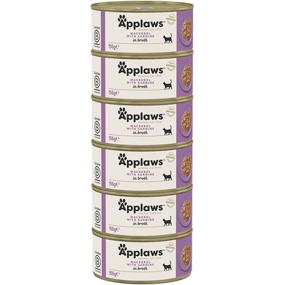 Applaws Консерва за котки с скумрия и сардини в бульон 6 x 156 г